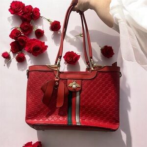 Elegant Red Designer Tote Bag